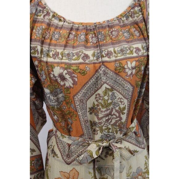 MES DEMOISELLES Sz 34 2 XS Reunion Dress Maxi Boho Floral Belted Midi - Picture 11 of 13